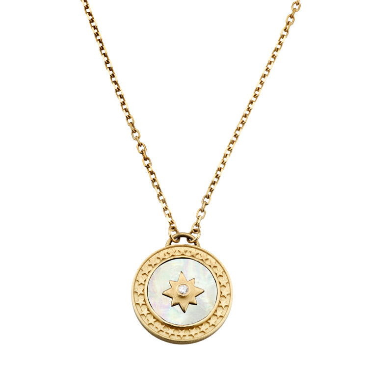 Mother of Pearl Diamond Star Pendant Necklace by Elizabeth Moore |  Handcrafted in NYC