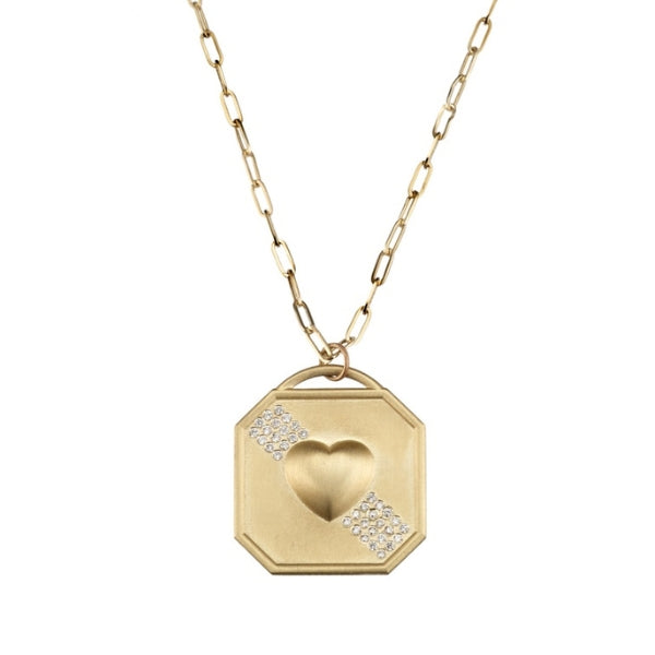 Elizabeth Moore DIAMOND PUFFY HEART Necklace