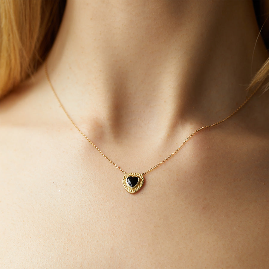 Elizabeth Moore Black Onyx Infinity Heart Necklace