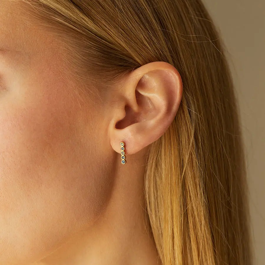 Elizabeth Moore Fine Jewelry Circle Of Fifths Bar Studs on Model