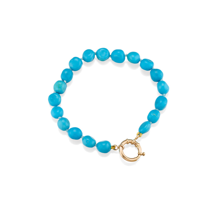 Turquoise Beaded Bracelet With Charm Holder Elizabeth Moore