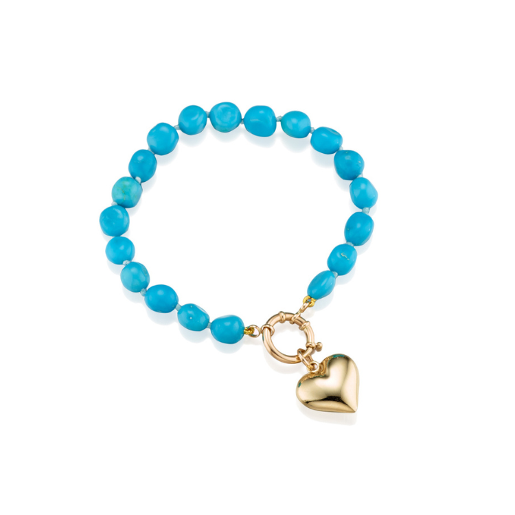 Turquoise Beaded Bracelet With Charm Holder Elizabeth Moore