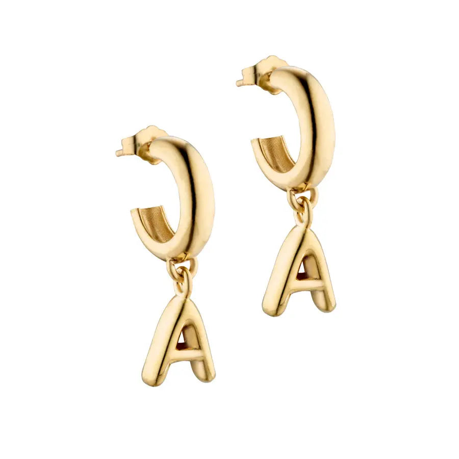 Initial Charm Hoops - Elizabeth Moore