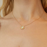 Elizabeth Moore Mother Of Pearl Heart Necklace on model