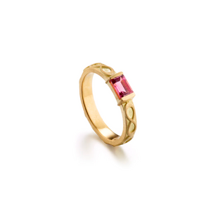 Rectangle Pink Tourmaline Ring