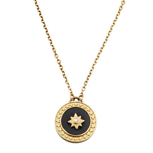 Black Onyx Diamond Star Pendant Necklace on a 14K Yellow Gold Chain - Celestial Collection - Luxury Handcrafted Jewelry