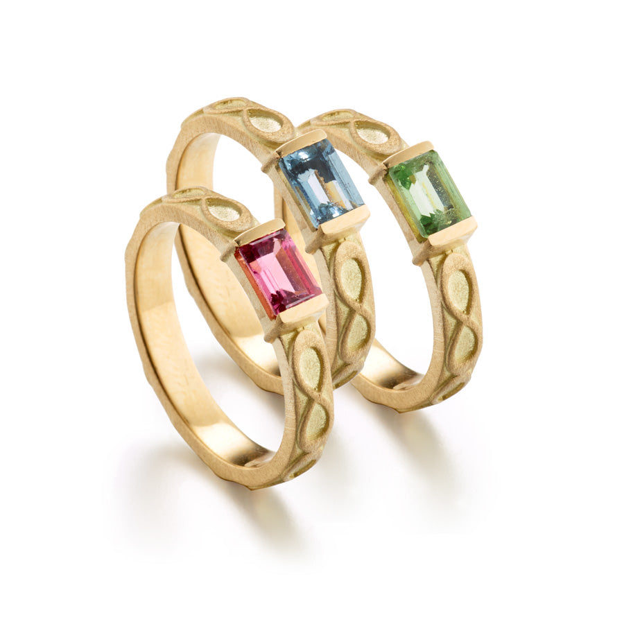 Ring Stack in 18K Gold by Elizabeth Moore - Recycled Gold and Ethically Sourced Stones, Handcrafted in NYC, Stunning Fine Jewelry Sustainable and Ethical Materials and Production Elizabeth Moore Fine Jewelry Handcrafted in NYC