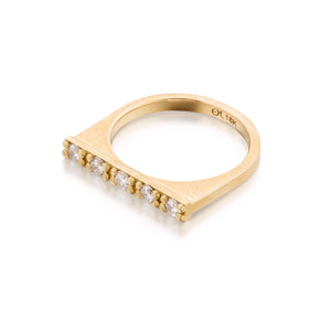 Diamond Ring, Ethical Diamonds, Gold Chain Luxury Bar Ring, Music Symbolism Jewelry, Sustainable and Ethical Materials and Production - Handcrafted in NYC - Elizabeth Moore Fine Jewelry