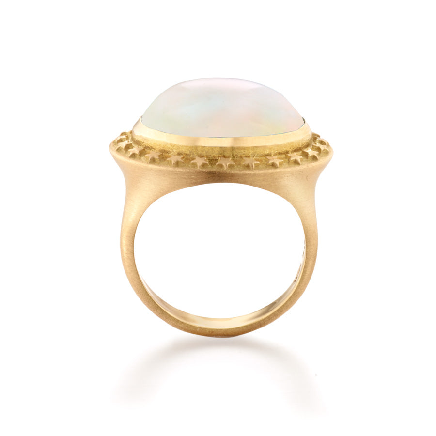Rainbow Moonstone Star Cocktail Ring