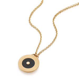 Onyx Pendant Necklace on Gold Chain Sustainable and Ethical Materials and Production - Handcrafted in New York City
