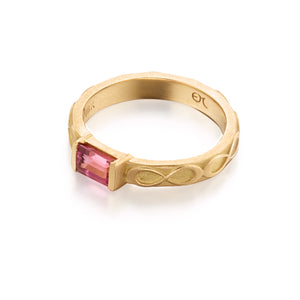 Rectangle Pink Tourmaline Ring