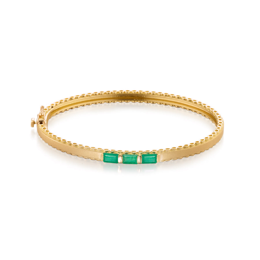 Three in a Row Emerald Bangle